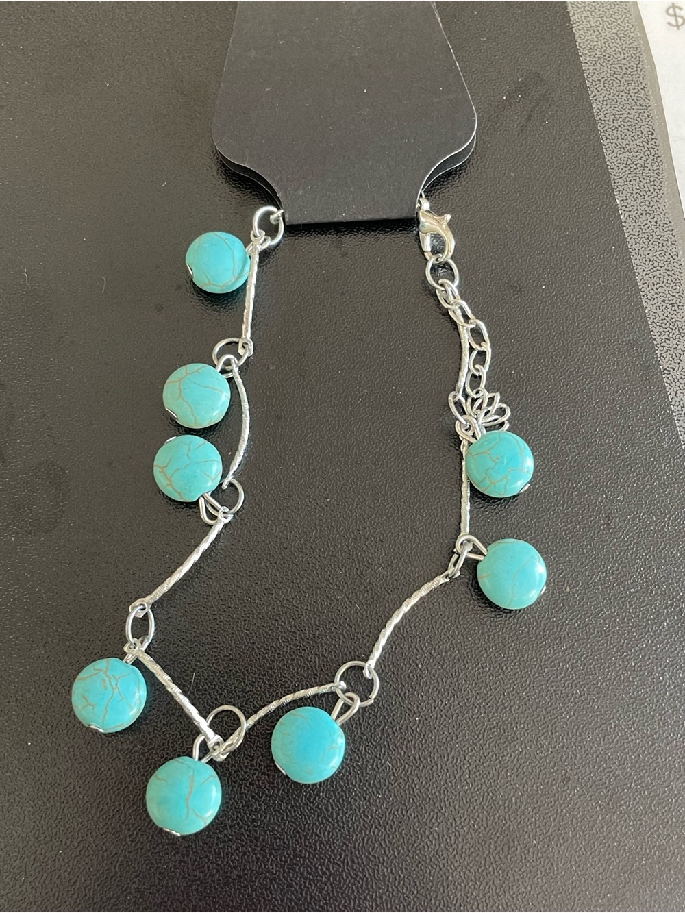 Turquoise Bead Dangle Anklet - Women Jewelry